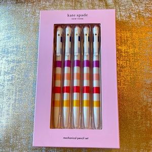 NIB Kate Spade Candy Stripe Mechanical Pencil Set, 5 pencils